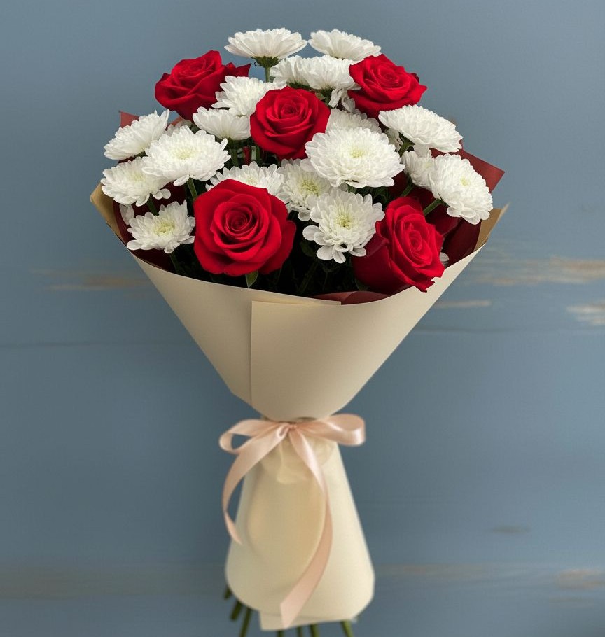 Букет цветов из: Розы и Хризантемы в Татищево