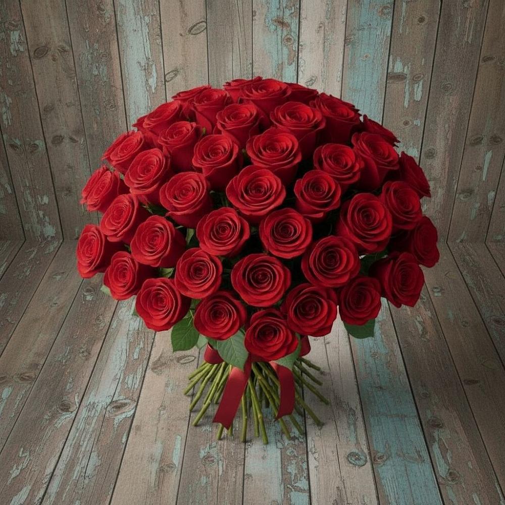 Букет 55 Красных роз Фридом в Татищево