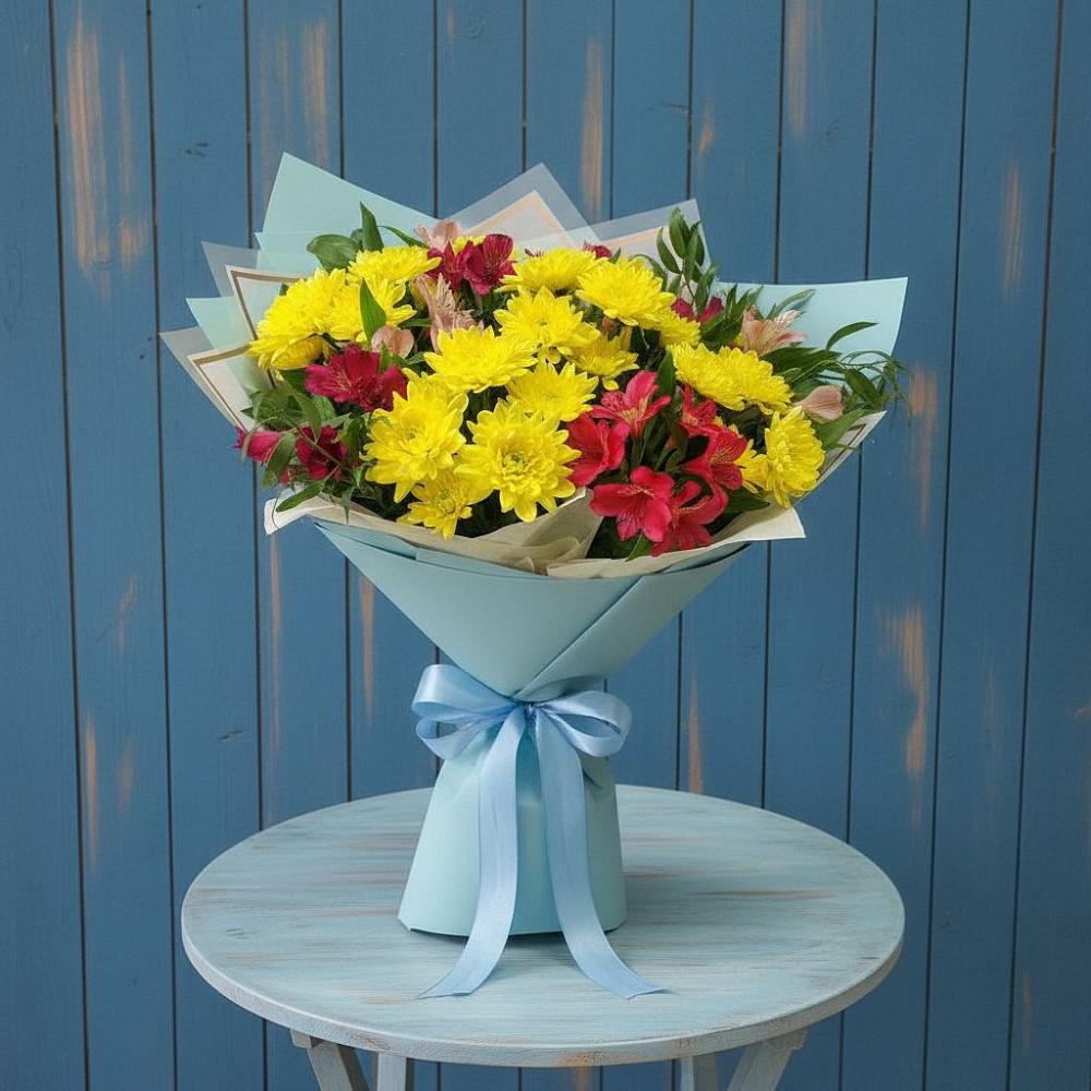 Букет цветов из: Альстромерии и Хризантемы в Татищево