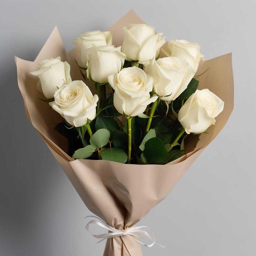 Букет 9 Белых роз Эдлесс Лав в Татищево