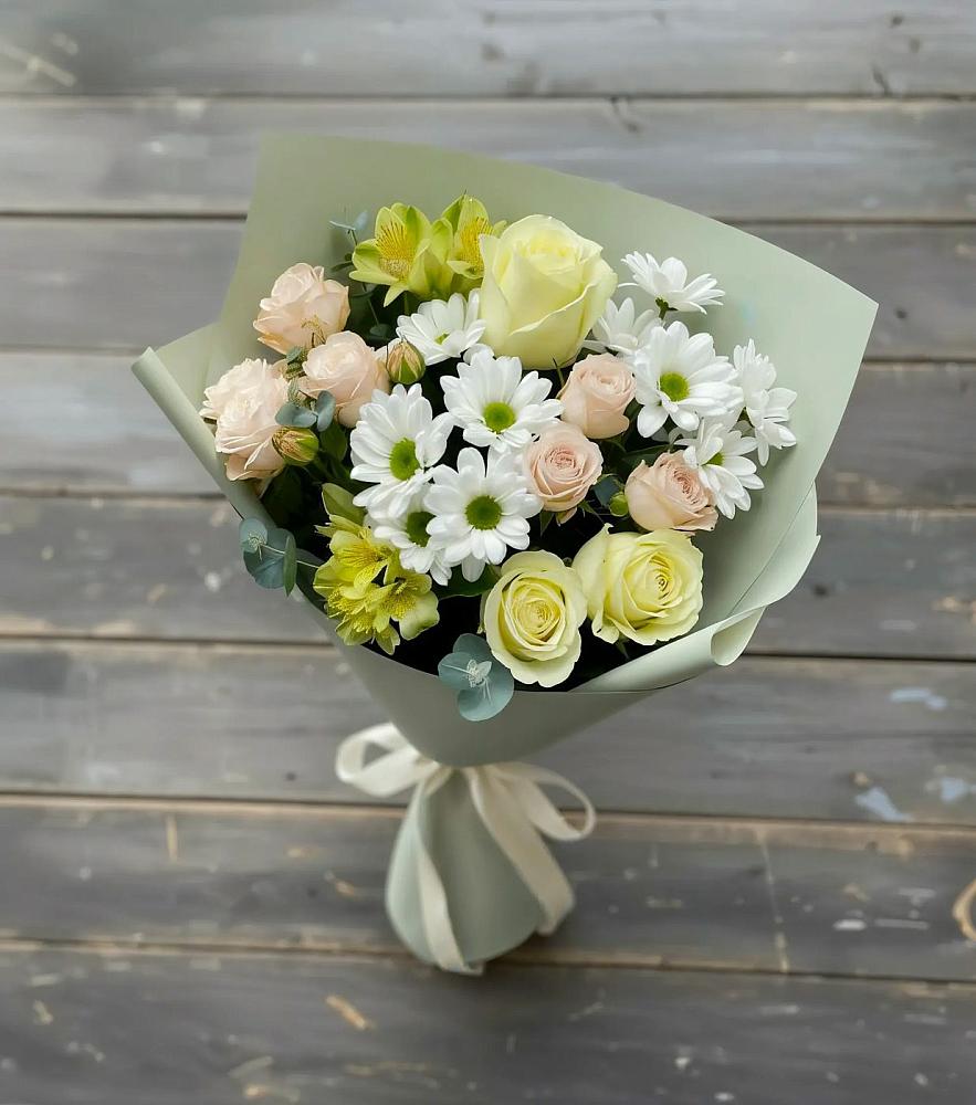 Букет цветов из: Альстромерии, Розы и Хризантемы в Татищево