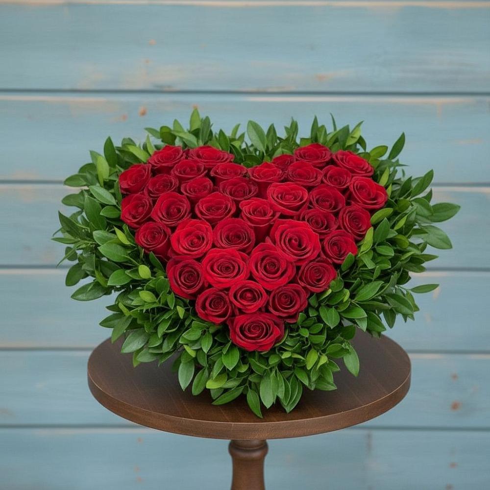 Цветочная композиция из Розы в виде сердца в Татищево