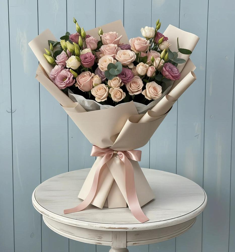 Букет цветов из: Розы и Лизиантусы в Татищево