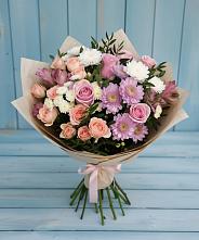 Букет цветов из:  Хризантемы, Розы и Альстромерии в Татищево