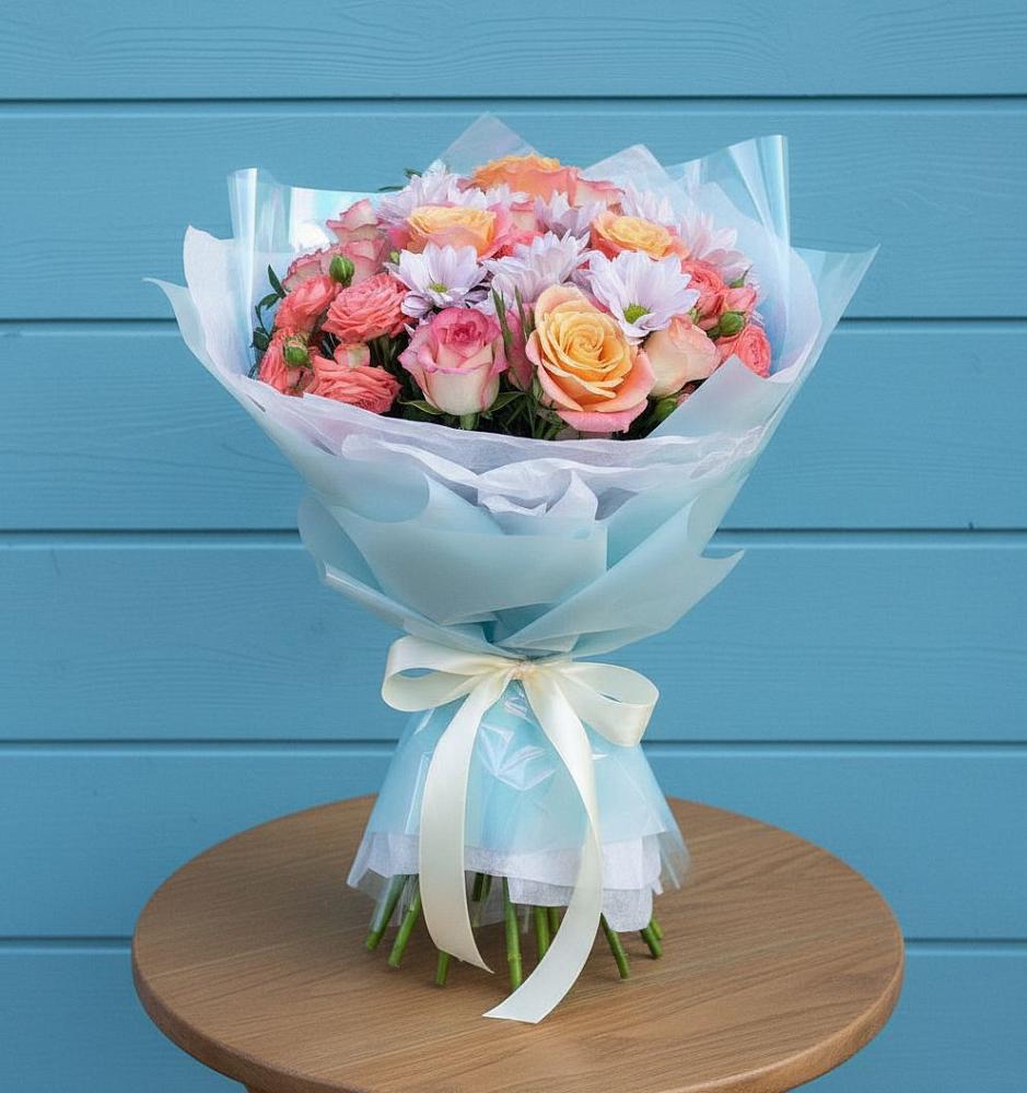 Букет цветов из: Хризантемы и Розы в Татищево