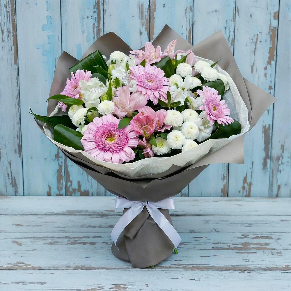 Букет цветов из: Герберы, Альстромерии и Хризантемы в Татищево