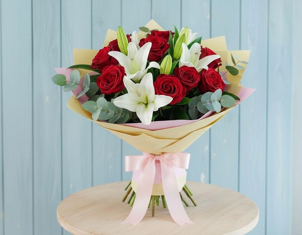 Букет цветов из: Лилии и Розы в Татищево